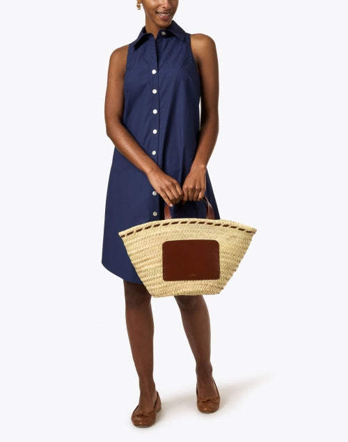 Swing Navy Cotton Shirt Dress