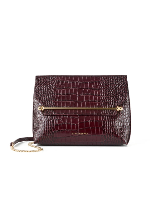 Stylist Burgundy Embossed Croc Leather Handbag