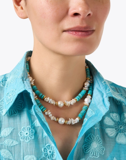 Turquoise and Pearl Layered Necklace