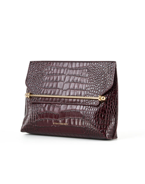 Stylist Burgundy Embossed Croc Leather Handbag
