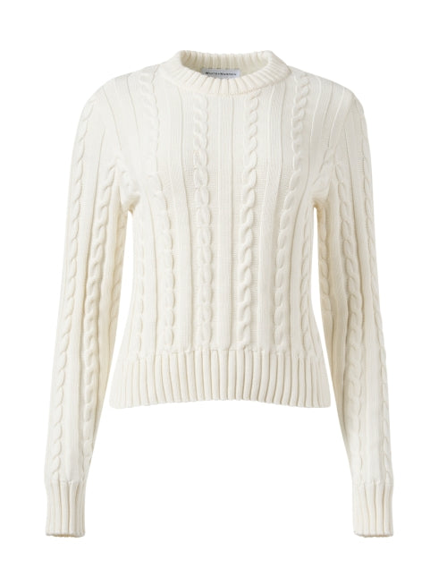 White Cable Knit Cotton Sweater