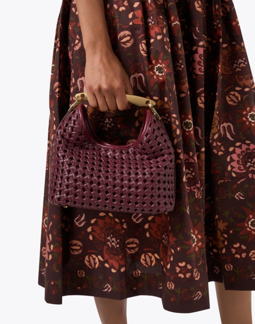 Small Boomerang Red Woven Leather Bag