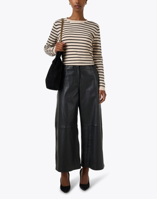 Sicilia Striped Beige Silk Wool Sweater