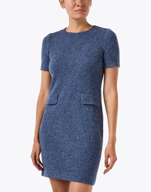 Tuc Blue Chevron Shift Dress