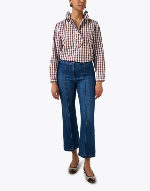 Volantes Brown Cotton Gingham Shirt