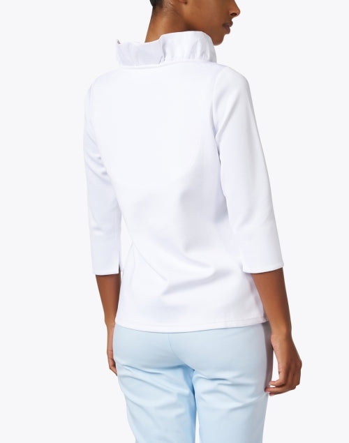 White Ruffle Neck Top
