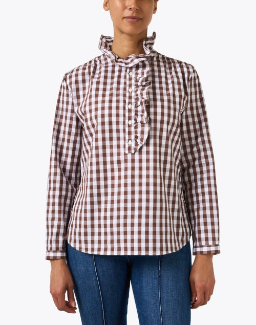 Volantes Brown Cotton Gingham Shirt