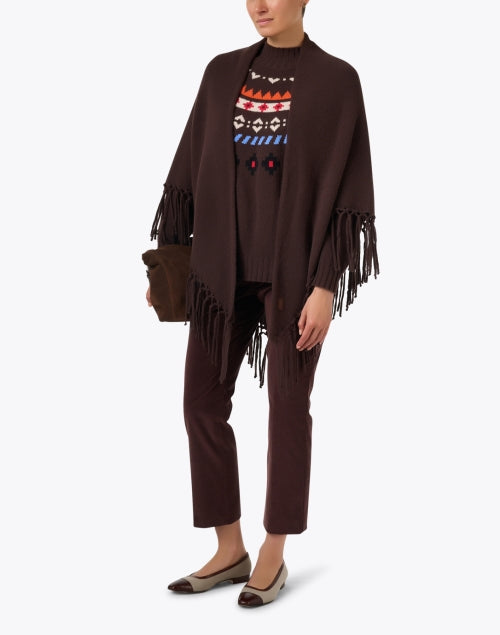 Tornado Brown Wool Fringe Wrap