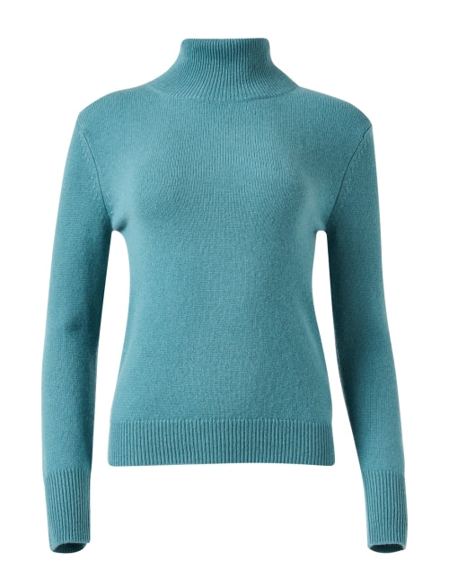 Teal Cashmere Turtleneck Sweater
